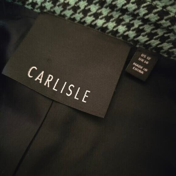 Carlisle Green Houndstooth Wool Peacoat - Size 12 - Picture 9 of 11